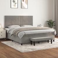 Boxspring met matras fluweel lichtgrijs 160x200 cm - thumbnail