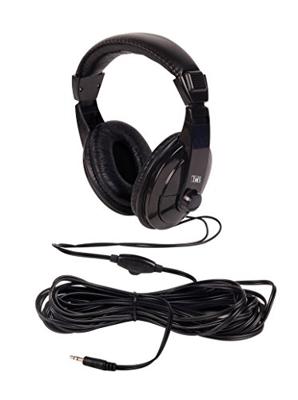 T'nB CSHOME1: HiFi-hoofdtelefoon voor tv met 6,35 mm adapterkabel, 8 m lang, in zwarte kleur