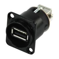 Neutrik NAUSB-W B USB A naar B verloop chassisdeel zwart - thumbnail