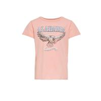 KIDS ONLY T-shirt Lucy van biologisch katoen zalmroze/lichtblauw/zwart - thumbnail