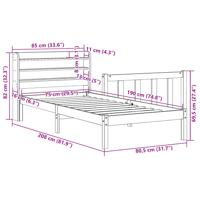 Bedframe met hoofdbord massief grenenhout wasbruin 75x190 cm - thumbnail