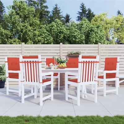 VidaXL Stoelkussens 6 st lage rug 100x50x4 cm stof gemêleerd rood