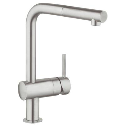 Grohe Minta Keukenkraan Met L Uitloop En Uittrekbare Mousseur RVS-Look Grohe Minta Keukenkraan Met L Uitloop En Uittrekbare Mousseur RVS-Look