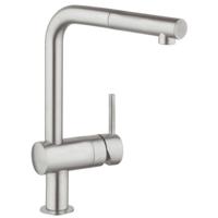 Grohe Minta Keukenkraan Met L Uitloop En Uittrekbare Mousseur RVS-Look - thumbnail