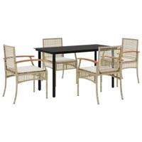 5-delige Tuinset met kussens poly rattan beige - thumbnail