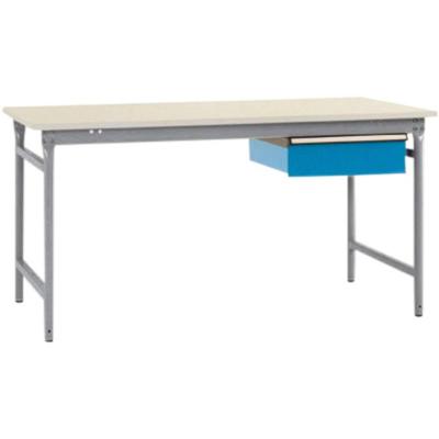 Manuflex BB5247.9006 Compleet bijzettafel basis stationair met kunststof plaat + enkele lade, bxdxh: 1250 x 800 x 780 mm Aluminium-zilver