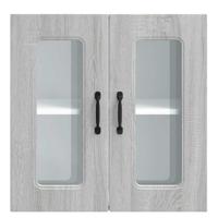 Keukenbovenkast met glazen deur Kalmar bewerkt hout grijs sonoma eiken - thumbnail