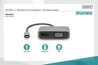 Digitus DA-70827 DisplayPort / RGB / USB-C Adapter [1x USB-C - 2x DisplayPort bus, VGA-bus] Zwart Afgeschermd, Rond 0.2 m - thumbnail