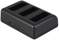 Triple Acculader GoPro Hero5, Hero6, Hero7, Hero (2018), Hero8 - Laadt 3 accu's, ook tegelijkertijd - thumbnail