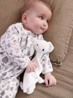 Set van fluwelen slaappakje en knuffel ecru - thumbnail