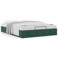 Ottoman bedframe zonder matras 140x190 cm fluweel donkergroen - thumbnail