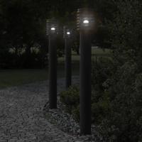 VidaXL Vloerlamp voor buiten 3 st 110 cm roestvrijstaal zwart - thumbnail