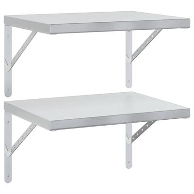 Wandschappen 2 st 100x40 cm roestvrijstaal zilverkleurig