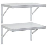 Wandschappen 2 st 100x40 cm roestvrijstaal zilverkleurig - thumbnail