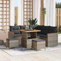 Tuinbankenset 8 pcs Grijs poly rattan - thumbnail