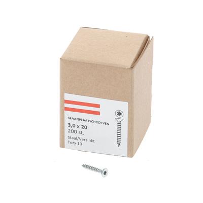 Hoenderdaal Fasteners Hoenderdaal spaanplaatschroef verzinkt platkop voldraad torx tx10 3.0x20 | 200 stuks - 0206.01.13001