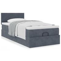 Ottoman bed met matras 90x200cm fluweel donkergrijs - thumbnail