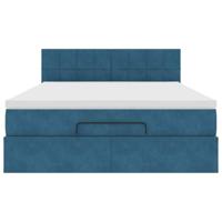 Ottoman bed met matras 140x190cm fluweel donkerblauw - thumbnail