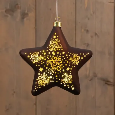 Led ster glas sterren 19 cm donkerbruin/goud Anna's Collection - Annas collection