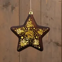 Led ster glas sterren 19 cm donkerbruin/goud Anna's Collection - Annas collection - thumbnail