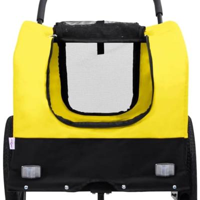 VidaXL Fietstrailer en hondenwagen 2-in-1 geel en zwart - thumbnail