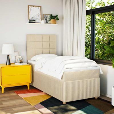 Boxspring met matras stof crèmekleurig 80x200 cm - thumbnail