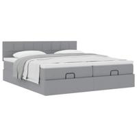 Ottoman bed met matrassen 180x200cm stof lichtgrijs - thumbnail