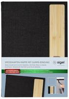Sigel SM221 Menumap DIN A5 1 stuk(s) Incl. 2 dubbele transparante hoezen voor 8 paginas, Rubberen binding Donkergrijs, Beige - thumbnail