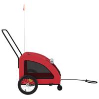 Hondenfietstrailer oxford stof en ijzer rood - thumbnail
