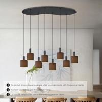 Metaal kroonluchter - Industrie hanglamp - Zwart - Met 8 pcs lampvoeten - Ontworpen voor Eetkamer en Slaapkamer - 120 x 41.3 x 117.5cm - set met E27 Lamphouder - voor Lampenkap met Doorsnede max 15cm - Gloeilamp Niet Inbegrepen - thumbnail