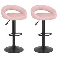 VidaXL Barkrukken 2 st fluweel roze - thumbnail
