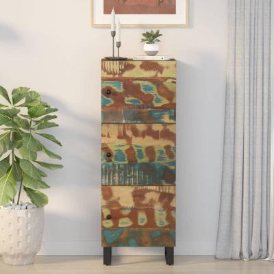 Hoge kast met 3 deuren 40x33x110 cm gerecycled hout en ijzer