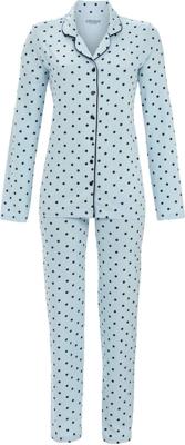 Katoenen doorknooppyjama ijsblauw