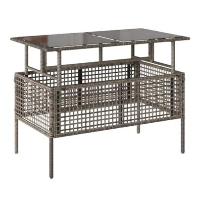 4-delige Loungeset met kussens poly rattan en glas grijs