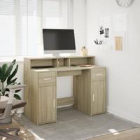 Bureau met LED-verlichting 120x55x91 cm hout sonoma eikenkleur - thumbnail