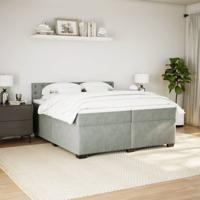 Boxspring met matras fluweel lichtgrijs 200x200 cm - thumbnail