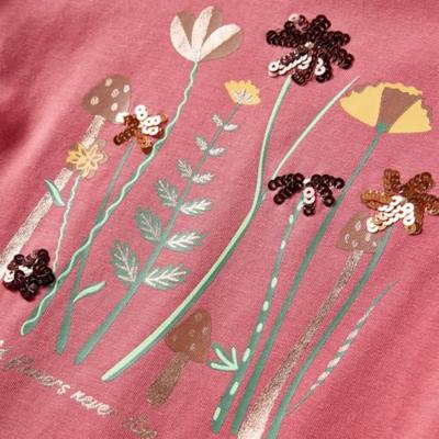 Kindershirt met lange mouwen bloemenprint 116 oudroze Kindershirt met lange mouwen bloemenprint 116 oudroze