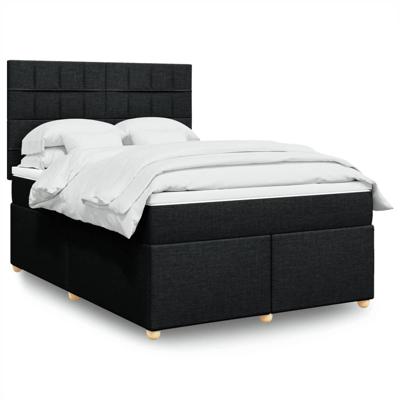 Boxspring met matras stof zwart 140x200 cm