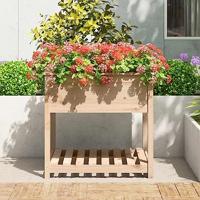 Plantenbak met schap 82,5x82,5x81 cm massief grenenhout - thumbnail