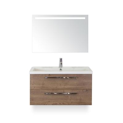 Seville Badmeubelset 100 cm - Tabacco - Wastafel Djazz 1 kraangat - met Sence Spiegel