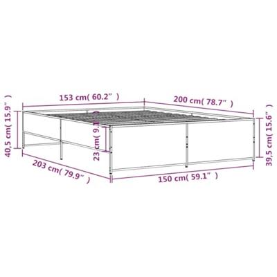 Bedframe bewerkt hout metaal sonoma eikenkleurig 150x200 cm