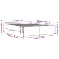 Bedframe bewerkt hout metaal sonoma eikenkleurig 150x200 cm - thumbnail