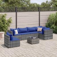 5-delige Loungeset met kussens poly rattan grijs - thumbnail