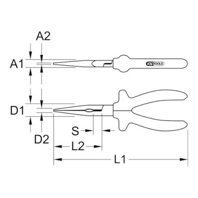 KS Tools 1171291 Platte rondbektang Recht Gereedschapsstaal 200 mm