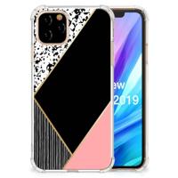 Apple iPhone 11 Pro Shockproof Case Zwart Roze Vormen - thumbnail