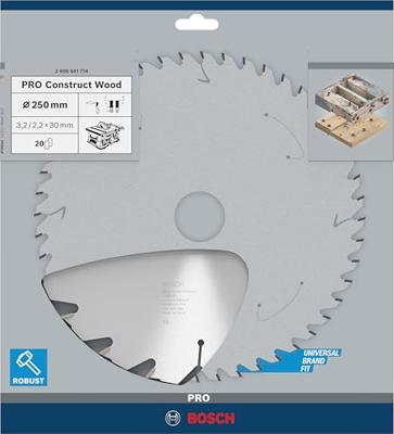 Bosch Accessoires Cirkelzaagblad Construct Wood 250 x 30 x 3,2 mm, 20 1st - 2608641774 Bosch Accessoires Cirkelzaagblad Construct Wood 250 x 30 x 3,2 mm, 20 1st - 2608641774