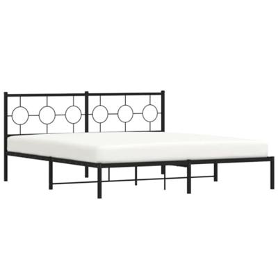 Bedframe met hoofdbord metaal zwart 183x213 cm