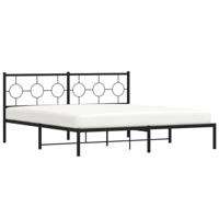 Bedframe met hoofdbord metaal zwart 183x213 cm - thumbnail
