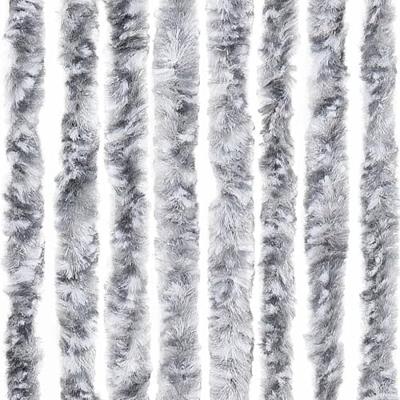 Vliegengordijn 118x220 cm chenille wit en grijs