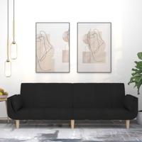 Slaapbank 2-zits met 2 kussens stof zwart - thumbnail